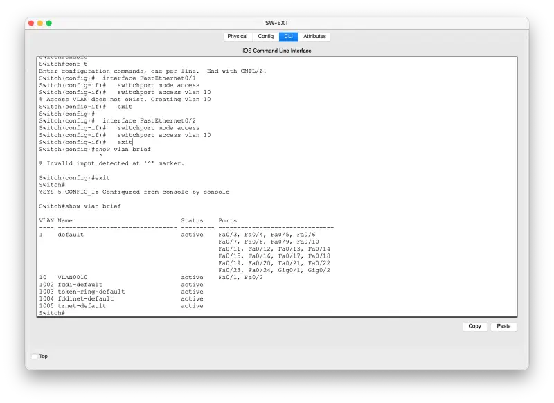 show vlan brief su SW-EXT